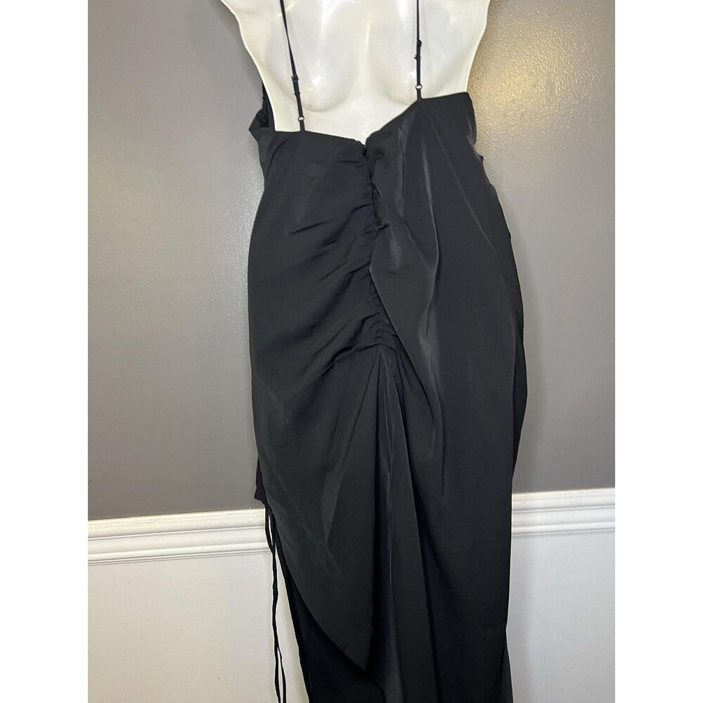 Abercrombie & Fitch Dress Womens Medium Black Satin Ruched Cowl Slip Midi Party - Picture 7 of 13